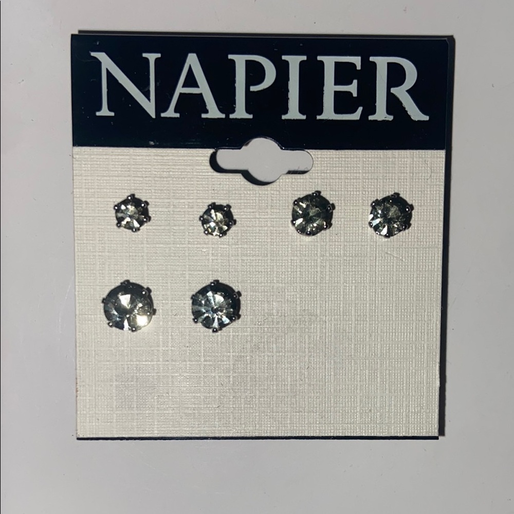 Napier Sparkling Silver Earring Trio